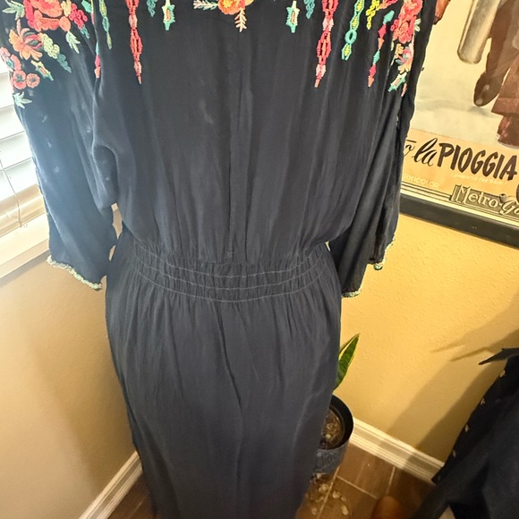 Johnny Was Dark Blue Dress with Colorful Embroidery - Picture 4 of 8